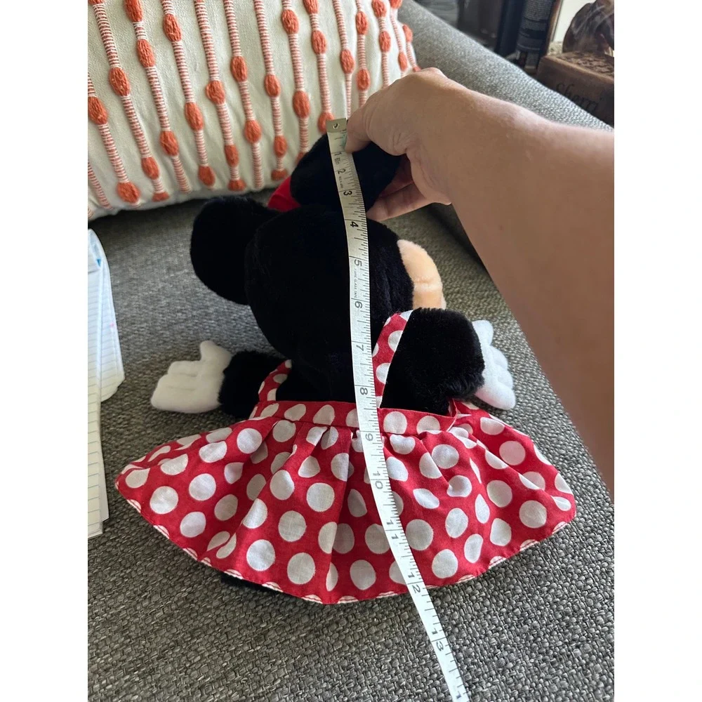 Vintage Disney Minnie Mouse Hand Puppet Plush Red Polka Dot Dress 10 Inch